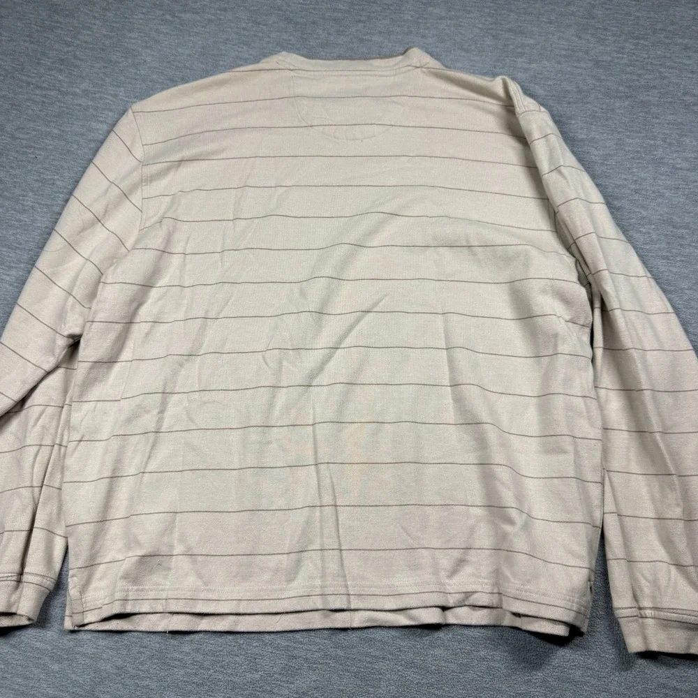 Van Heusen Shirt Mens XXL Tan Striped Long Sleeve Cotton Blend Crew Neck Pullove